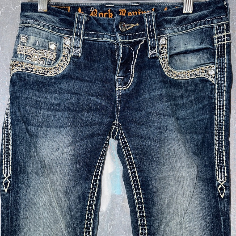 Rock Revival Dark Blue Embellished Boot Cut Jeans